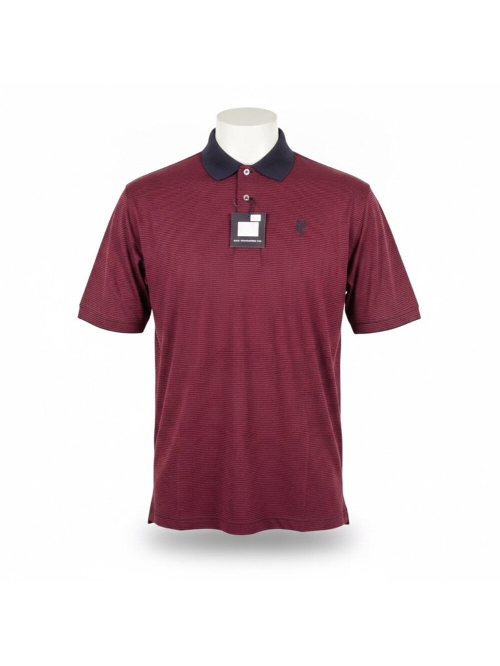 Ashworth Mens Burgundy & Black Striped Polo Shirt Classic Fit Casual Size M